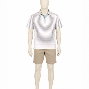 Johnnie-O Men's XL Striped Performance Polo White Blue Orange